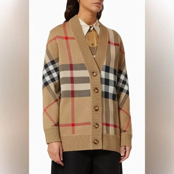 Burberry Cardigan in Check Technical Merino Wool Jacquard - Picture 2 of 16